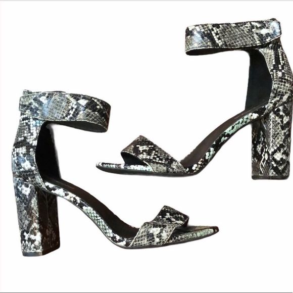Jeffrey Campbell Snake Print Block Heel Sandals - Picture 1 of 8